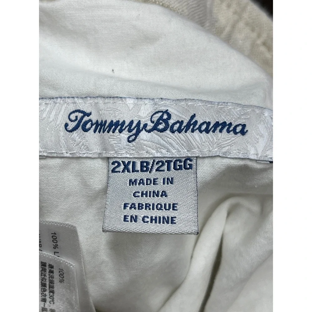 Tommy Bahama Mens 2XLB Beige 100% Linen Elastic Waist Casual Straight Leg Pants